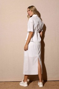 CONJUNTO DE FALDA MIDI Y BLUSA CON LAZO COLOR BLANCO PURO FBZMA1613AB