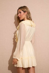 VESTIDO CORTO AMARILLO CON VOLANTES ESTILO ROMÁNTICO Y FRESCO FBZMA1359
