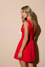 VESTIDO ROJO SIN MANGAS CON LAZO PASIÓN Y ELEGANCIA FBZMR22317
