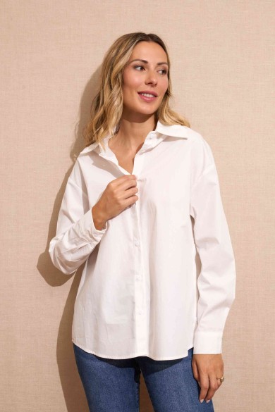 CAMISA DE ALGODÓN BLANCA CLÁSICA Y ELEGANTE PARA TODOS LOS DÍAS FBZMA1362