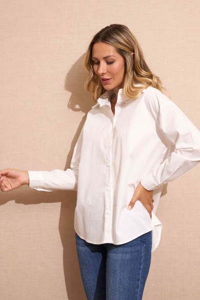 CAMISA DE ALGODÓN BLANCA CLÁSICA Y ELEGANTE PARA TODOS LOS DÍAS FBZMA1362