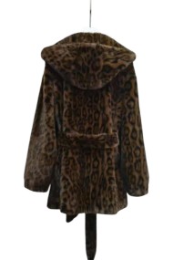 Abrigo de pelo sintético con estampado de leopardo y cinturón Estilo salvaje y elegante TY-M9163