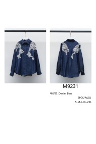 Camisa vaquera con encaje Estilo romántico retro TY-M9231