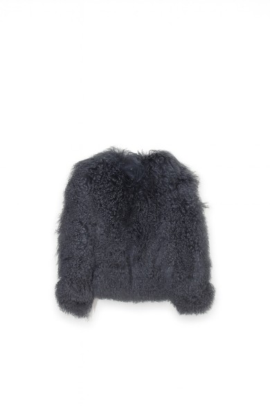 CHAQUETA GRIS OSCURO DE LANA DE CORDERO CON CUELLO SORAPA TB-WT2411251317