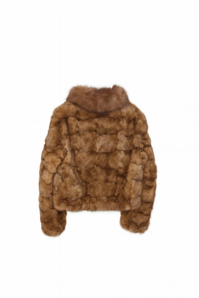 CHAQUETA CORTA CON CUELLO DE PELO DE ZORRO Y CUERPO DE PELO DE CONEJO QP-WT571619