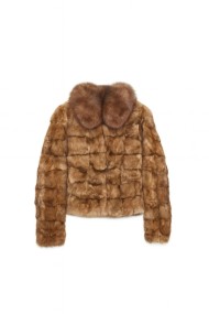 CHAQUETA CORTA CON CUELLO DE PELO DE ZORRO Y CUERPO DE PELO DE CONEJO QP-WT571619