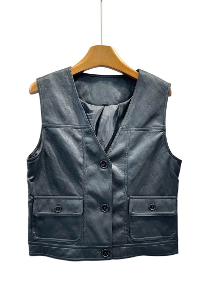 CHALECO FINO DE POLIPIEL CON BOLSILLOS DELANTEROS 3COLORES TY-M9190