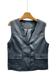 CHALECO FINO DE POLIPIEL CON BOLSILLOS DELANTEROS 3COLORES TY-M9190