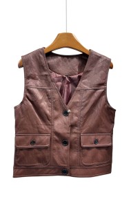CHALECO FINO DE POLIPIEL CON BOLSILLOS DELANTEROS 3COLORES TY-M9190