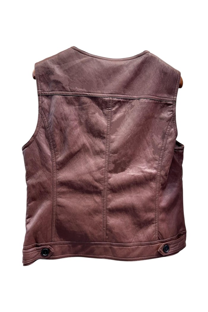 CHALECO FINO DE POLIPIEL CON BOLSILLOS DELANTEROS 3COLORES TY-M9190