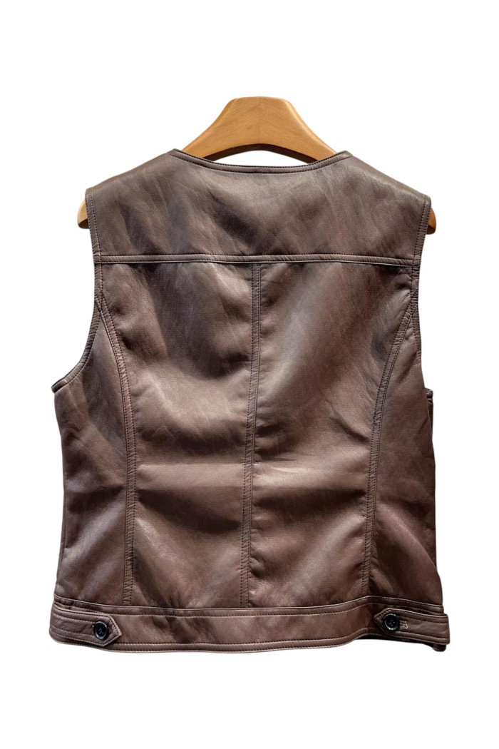 CHALECO FINO DE POLIPIEL CON BOLSILLOS DELANTEROS 3COLORES TY-M9190