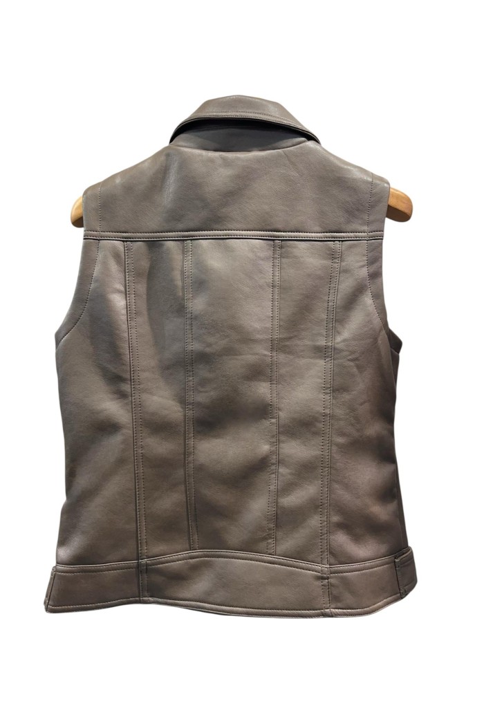 CHALECO MOTO DE POLIPIEL CON CREMALLERA ASIMÉTRICA 2COLORES TY-M9150