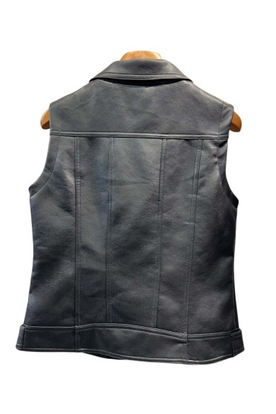 CHALECO MOTO DE POLIPIEL CON CREMALLERA ASIMÉTRICA 2COLORES TY-M9150