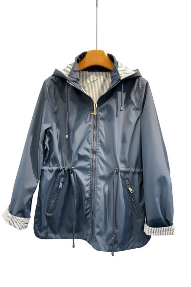 CHAQUETA IMPERMEABLE CON CAPUCHA Y CINTURA AJUSTABLE 6COLORES TY-Z56037