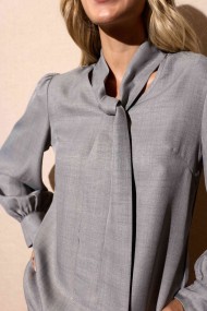 CONJUNTO DE PANTALÓN Y BLUSA CON LAZO AL CUELLO GRIS FBZMA1579AB