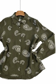 CAMISA VERDE OLIVA CON BORDADO PAISLEY TY-1059