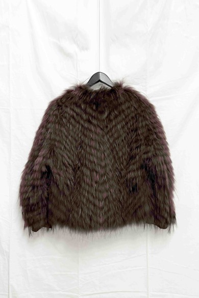CHAQUETA REVERSIBLE DE PELO DE MARMOTA CON DISEÑO A RAYAS COSIDAS QP-HACWT1230