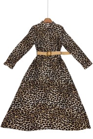 VESTIDO CAMISERO ESTAMPADO ANIMAL PRINT CON CINTURÓN TY-1052