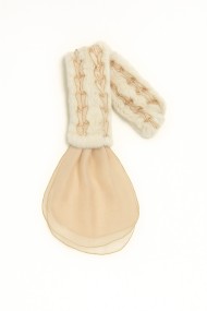 BUFANDA DE PELO DE CONEJO CON GASA BEIGE TB-WJ101