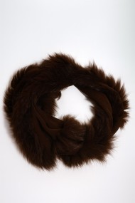 BUFANDA DE PELO DE ZORRO MARRÓN OSCURO CON TEJIDO INTERIOR TB-WJ104