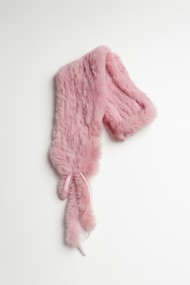 BUFANDA DE PELO DE CONEJO ROSA CON CINTA TB-WJ107