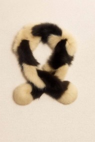 BUFANDA DE PELO DE CONEJO BICOLOR BEIGE Y MARRON TB-WJ109