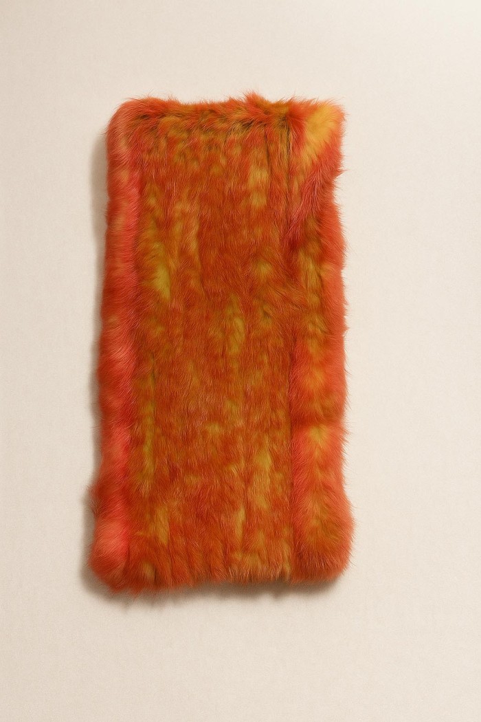 BUFANDA DE PELO DE CONEJO EN TONOS NARANJA Y AMARILLO TB-WJ110