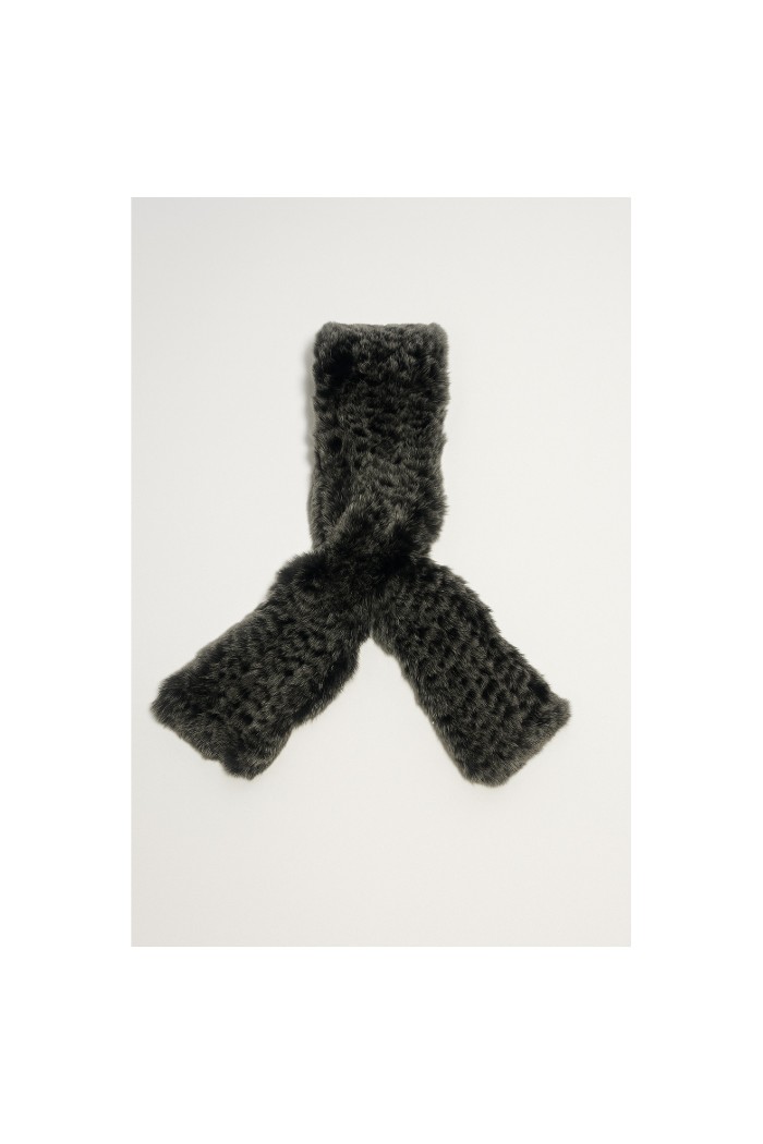 BUFANDA DE PELO DE CONEJO REX ESTAMPADO TB-WJ119