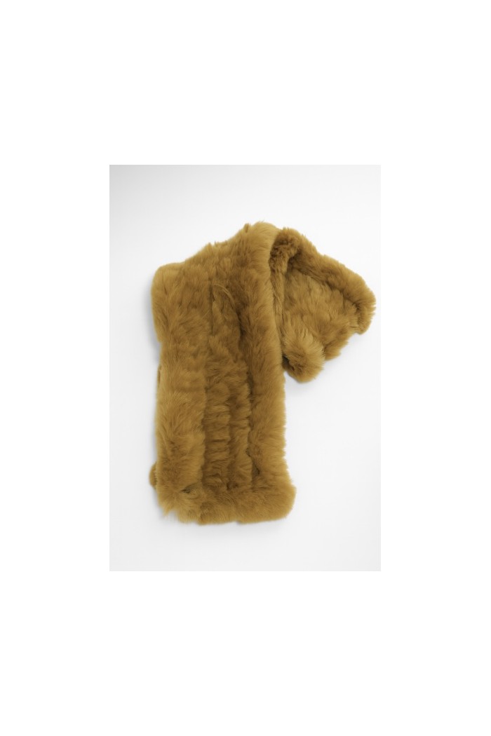 BUFANDA DE PELO DE CONEJO REX COLOR MOSTAZA TB-WJ116