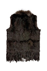 CHALECO DEL PELO DE CONEJO TRENZADO CON DETALLES DE PELO DE MARMOTA PC-LLL5861-09 MARRON