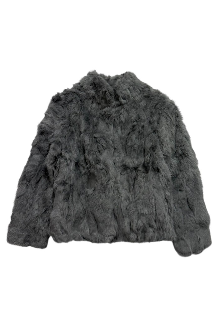 CHAQUETA PELO DE CONEJO GRIS OSCURO PC-LLL5566-05