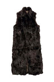 CHALECO LARGO DE PELO DE CONEJO MARRON PC-LLL5797