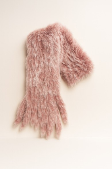 BUFANDA DE PELO DE CONEJO MARRÓN CON FLECOS TB-834