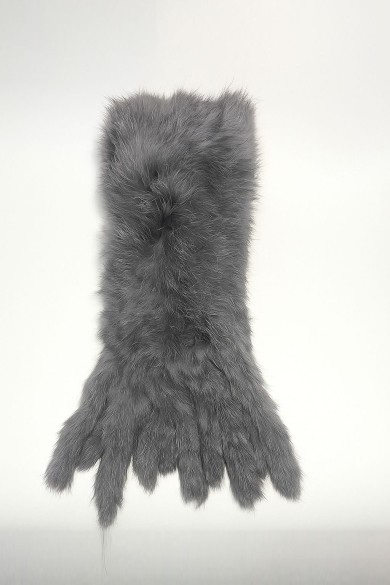 BUFANDA DE PELO DE CONEJO MARRÓN CON FLECOS TB-832