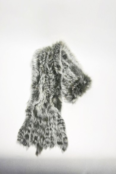 BUFANDA DE PELO DE CONEJO MARRÓN CON FLECOS TB-835