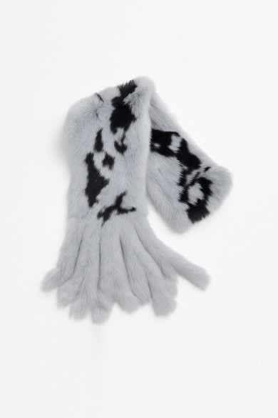 BUFANDA DE CONEJO BICOLOR GRIS CON FLECOS TB-851