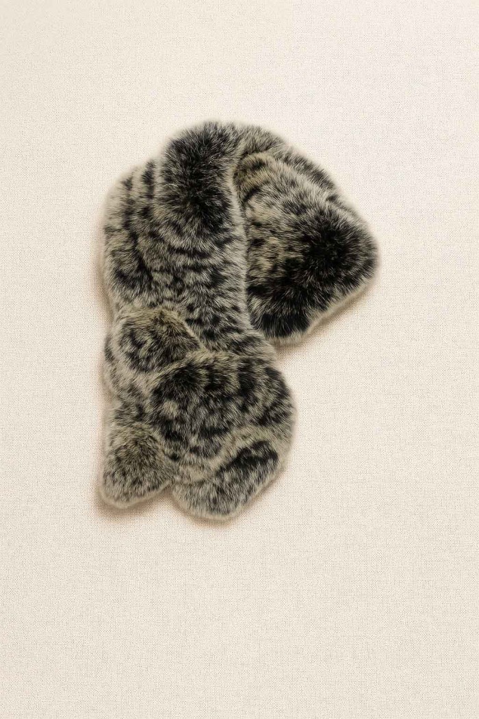 BUFANDA DE CONEJO GRIS CON ESTAMPADO JASPEADO TB-856