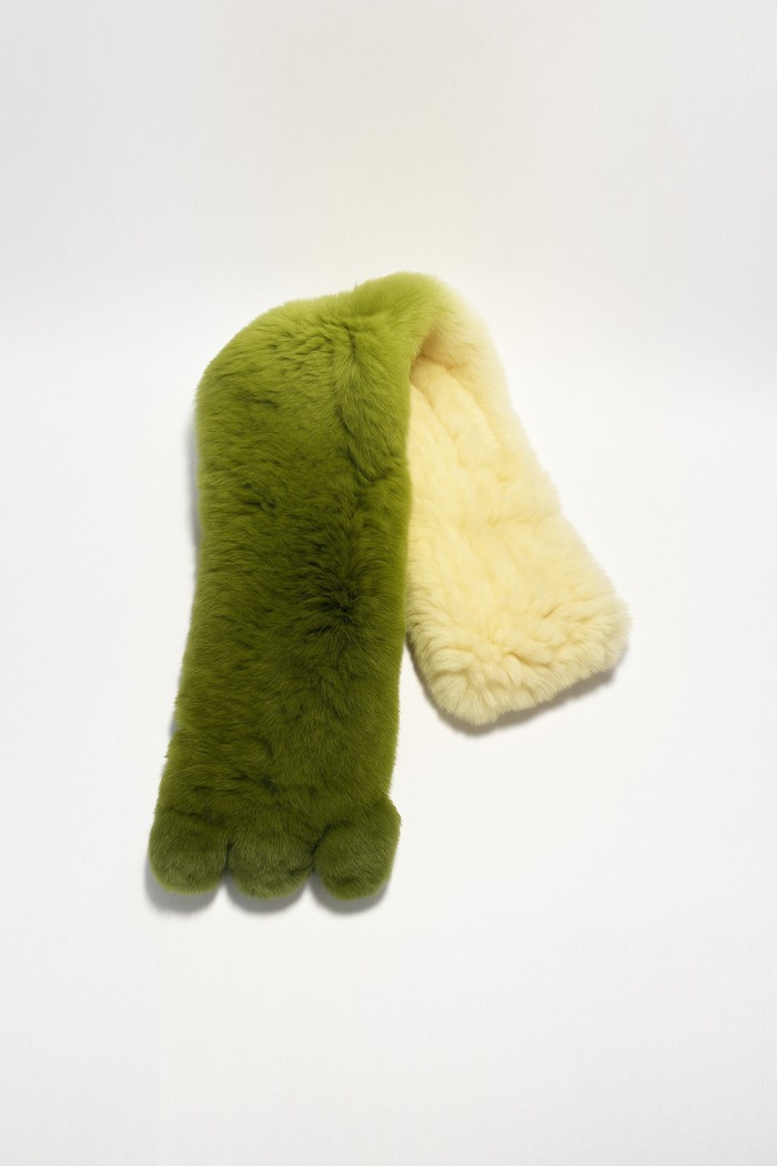 BUFANDA DE CONEJO REX BICOLOR VERDE Y CREMA TB-863