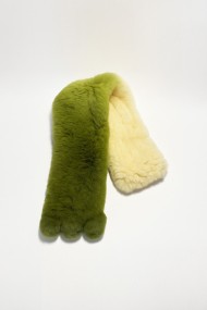 BUFANDA DE CONEJO REX BICOLOR VERDE Y CREMA TB-863