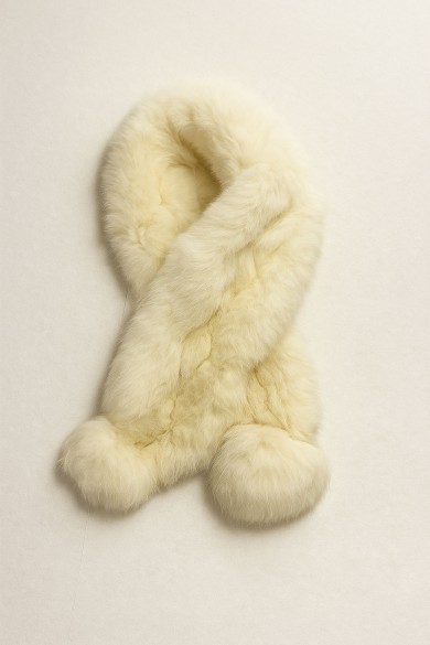 BUFANDA DE PELO DE CONEJO BEIGE CLARO TB-869