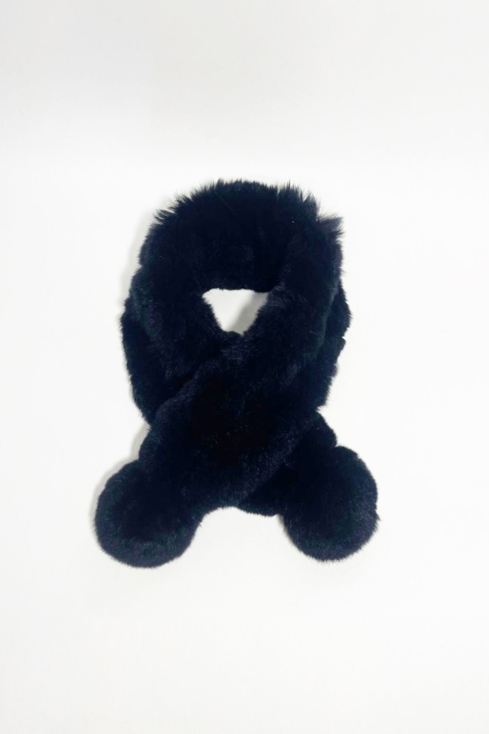 BUFANDA DE PELO DE CONEJO NEGRA TB-868
