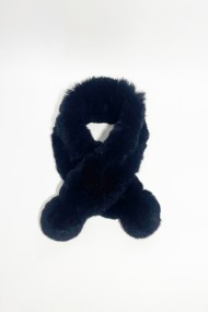 BUFANDA DE PELO DE CONEJO NEGRA TB-868