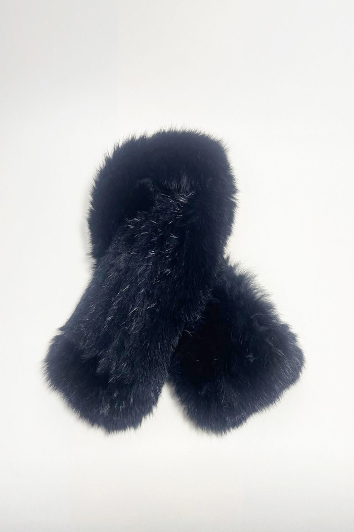 BUFANDA DE PELO DE CONEJO EN COLOR NEGRO TB-872