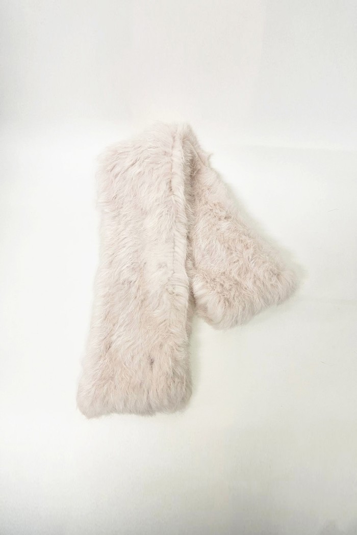 BUFANDA DE PELO DE CONEJO ROSA BEIGE TB-886