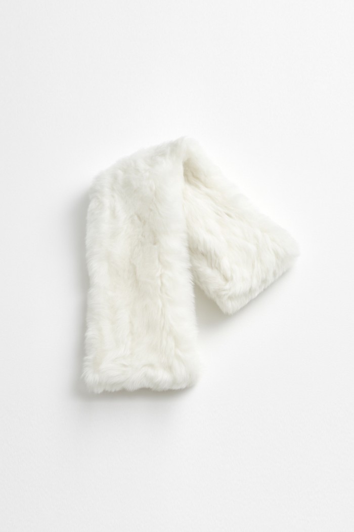 BUFANDA DE PELO DE CONEJO  BLANCA TB-889