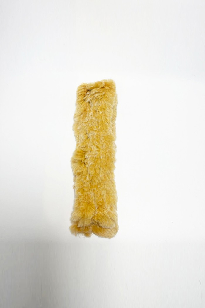 BUFANDA DE PELO DE CONEJO AMARILLO MOSTAZA TB-888