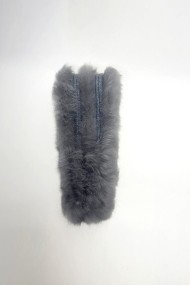 BUFANDA DE PELO DE CONEJO GRIS CON TEJIDO A TIRAS TB-897