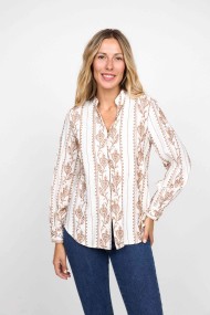 CAMISA BLANCA CON BORDADO ÉTNICO MANGA LARGA FBZMA1507