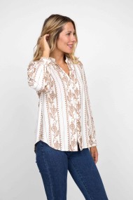 CAMISA BLANCA CON BORDADO ÉTNICO MANGA LARGA FBZMA1507