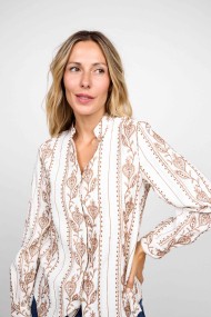 CAMISA BLANCA CON BORDADO ÉTNICO MANGA LARGA FBZMA1507